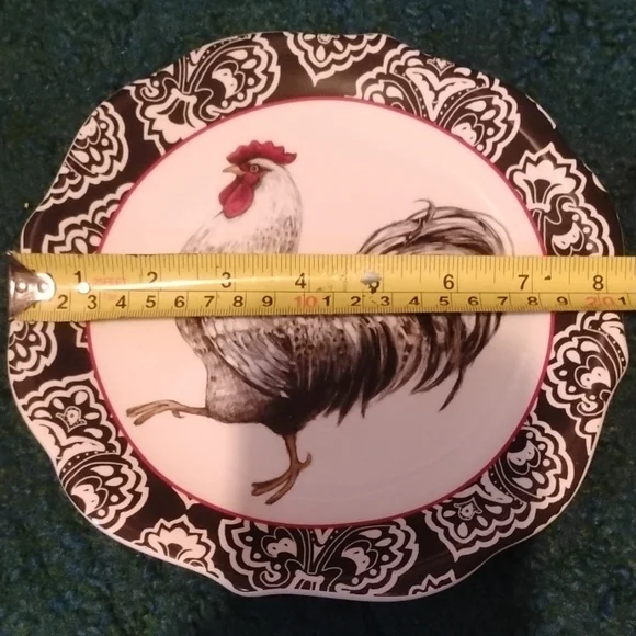 Cracker Barrel Black and White Rooster Dinner Plate - Picture 3 of 4